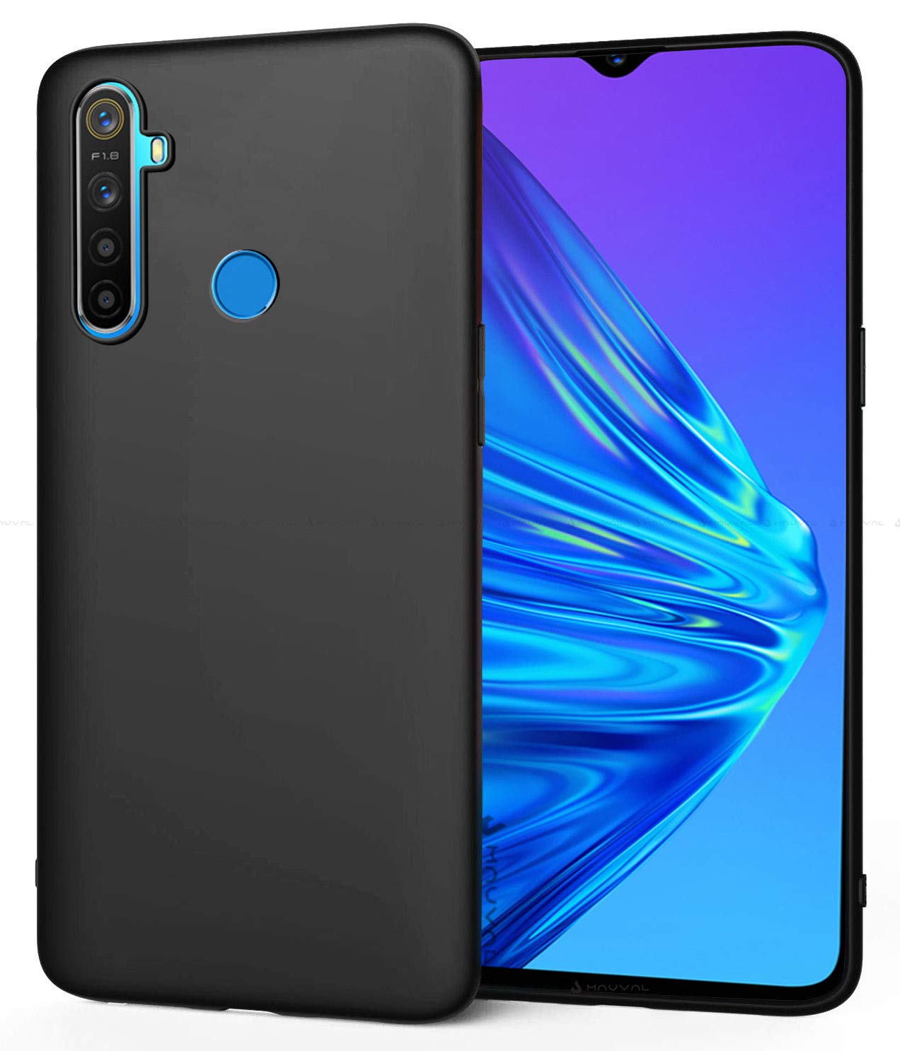 Realme 5/5i/5s ( Black Silicone Cover)
