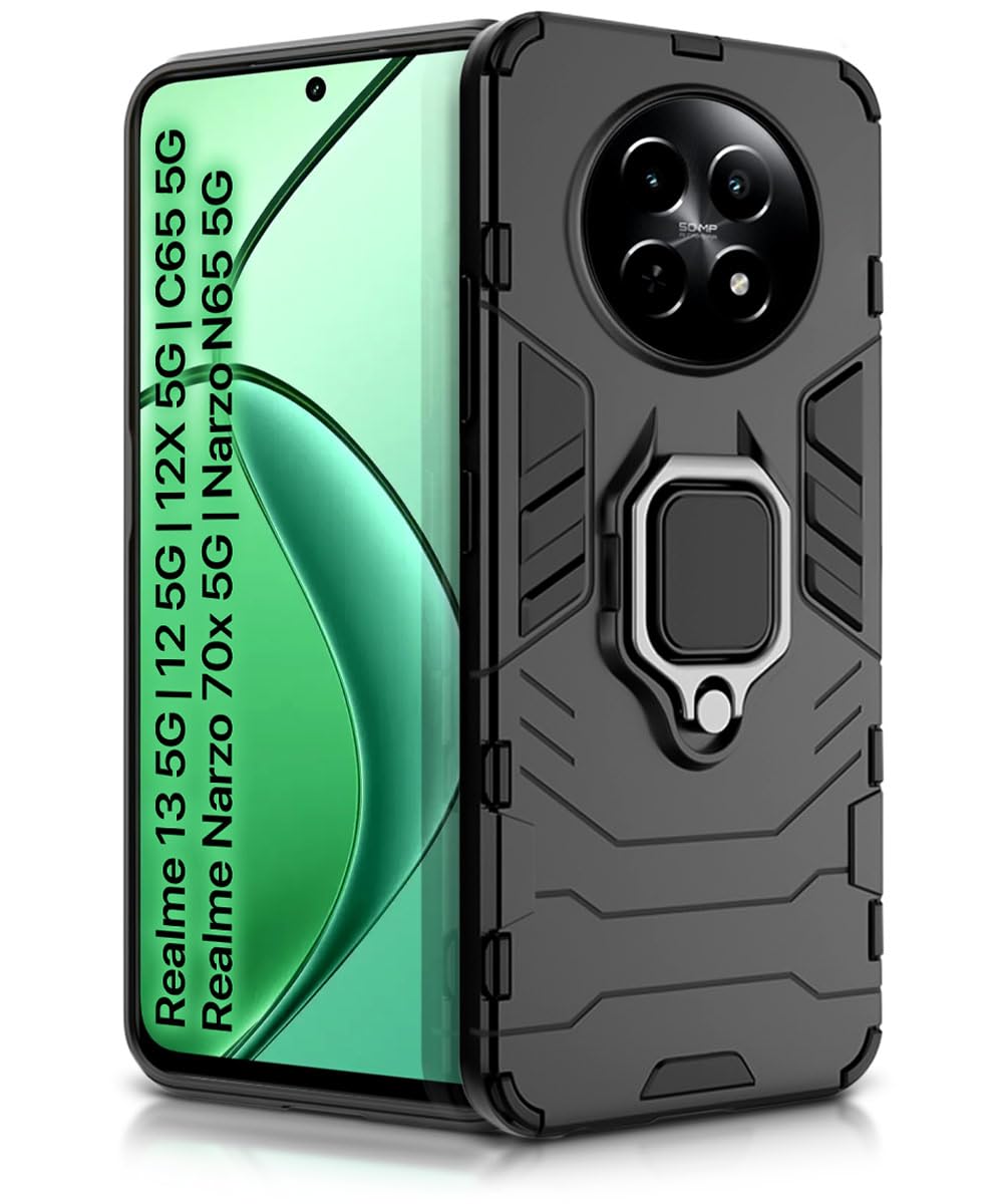 For Realme Narzo N65 5G Back Cover Case Hybrid Armor |Ring Holder Kickstand