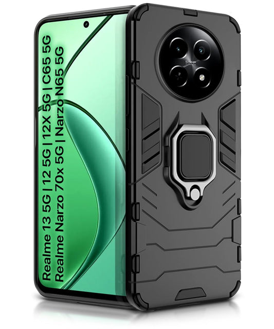 For Realme Narzo N65 5G Back Cover Case Hybrid Armor |Ring Holder Kickstand