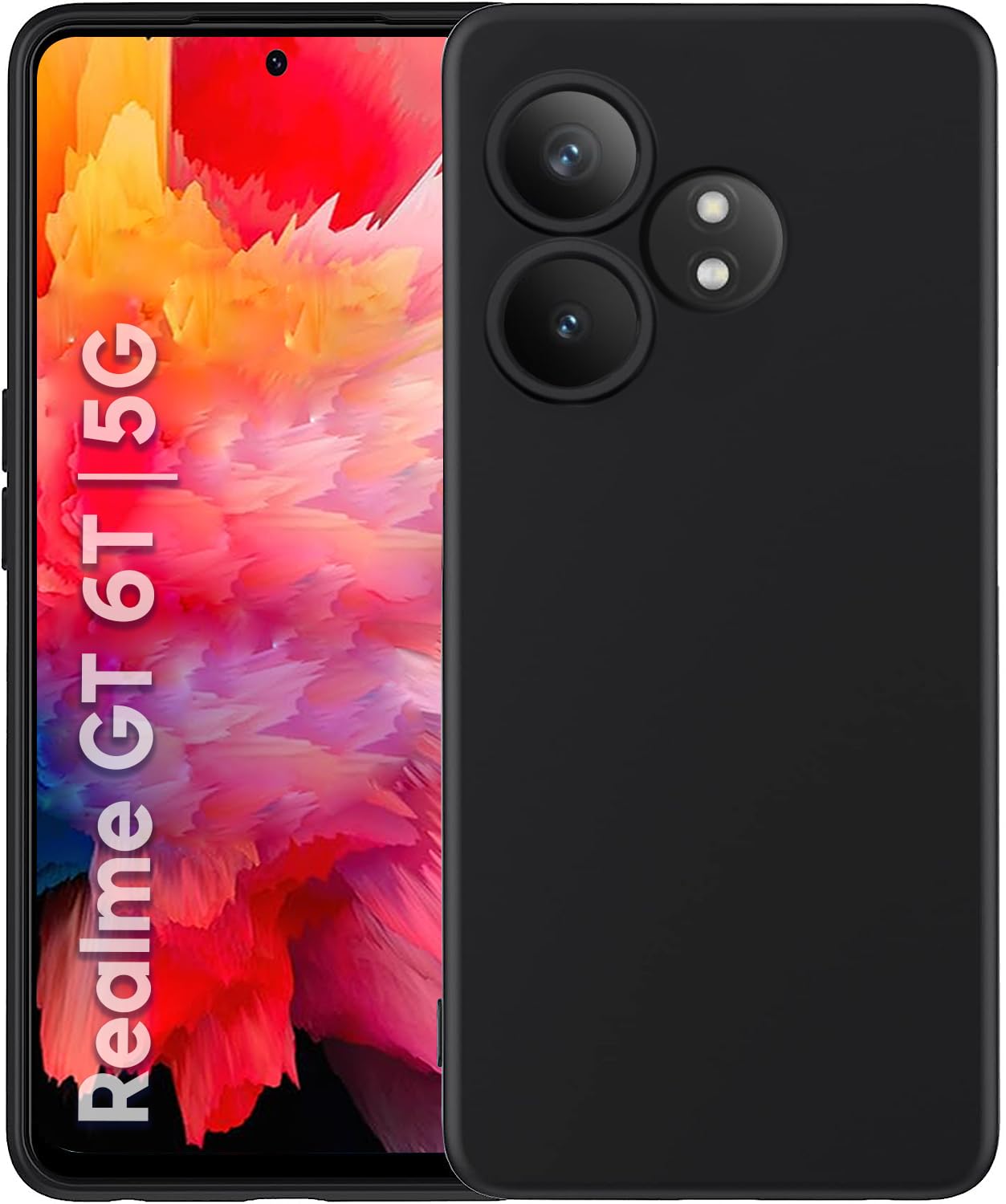Realme GT 6 ( Black Silicone Cover)