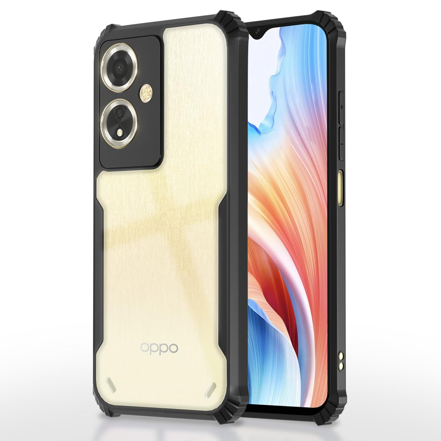 Oppo A59 5G Back Cover (Black Bumper)
