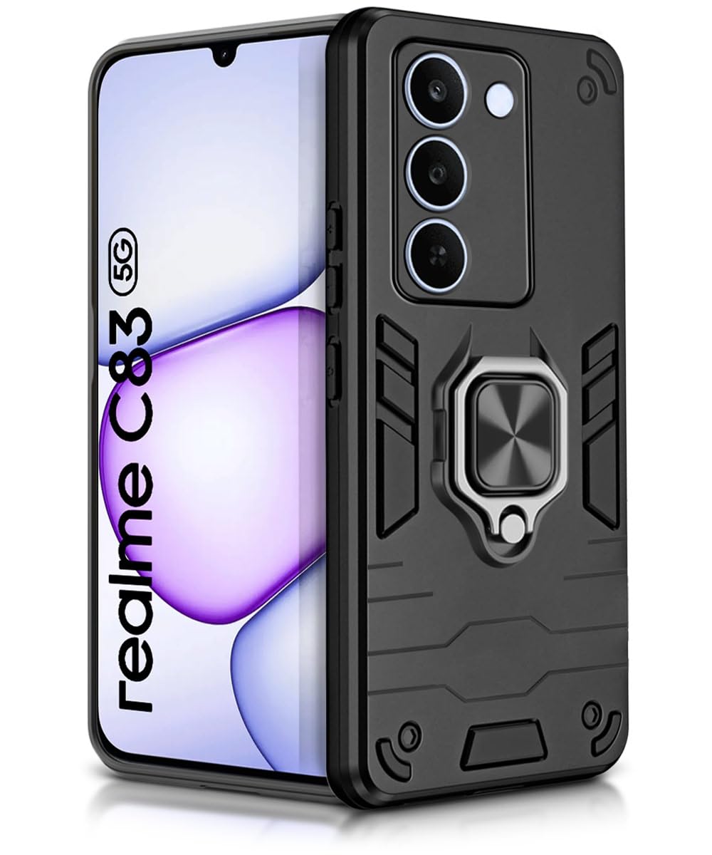 For Realme C83 5G Back Cover Case Hybrid Armor |Ring Holder Kickstand