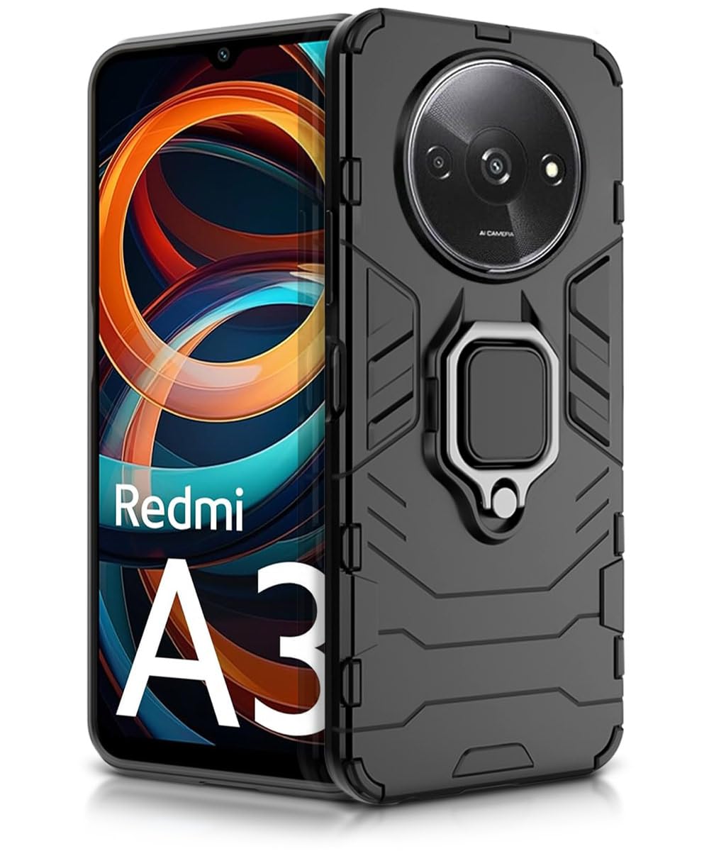 For Poco C61 Back Cover Case Hybrid Armor |Ring Holder Kickstand