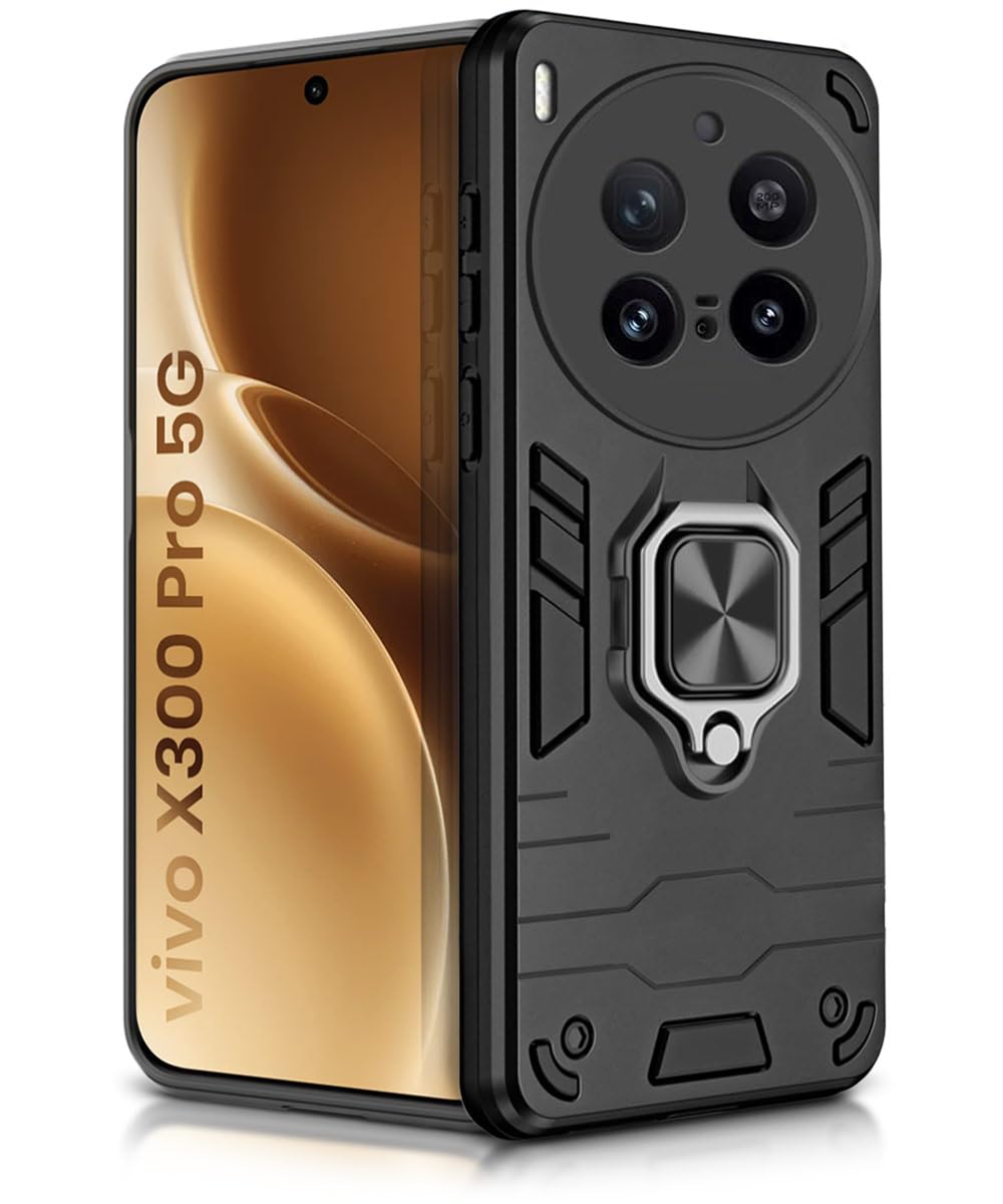 For Vivo X300 Pro Back Cover Case Hybrid Armor |Ring Holder Kickstand