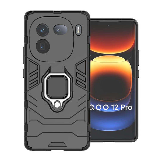 For iQOO 12 Pro Back Cover Case Hybrid Armor |Ring Holder Kickstand