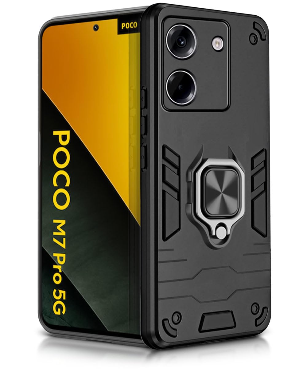 For Poco M7 Pro 5G Back Cover Case Hybrid Armor |Ring Holder Kickstand
