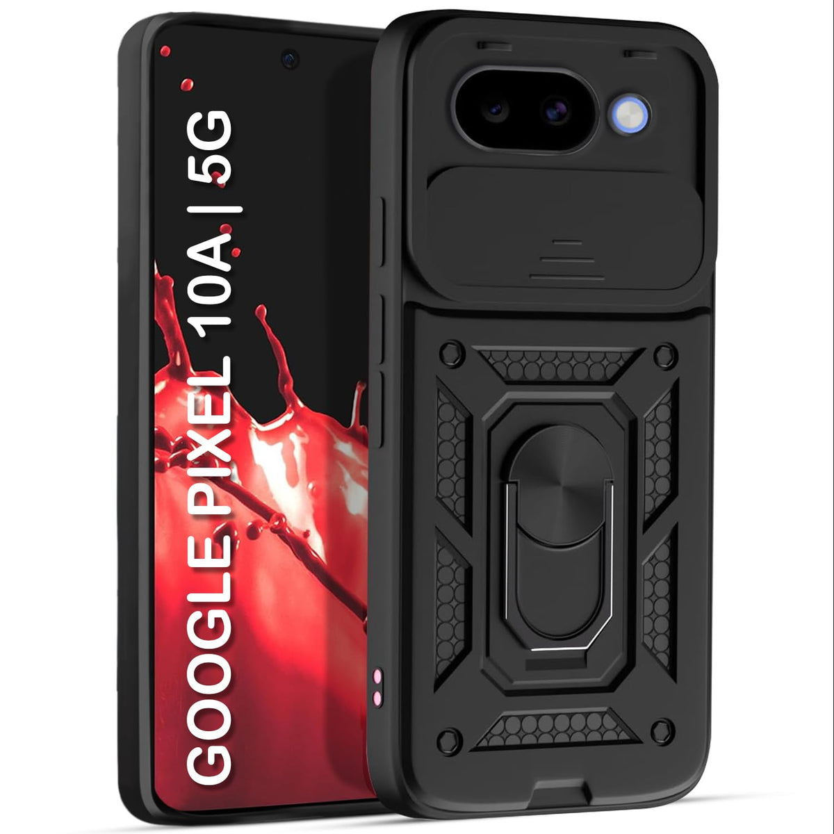 For Google Pixel 10a Back Cover Case Hybrid Armor |Ring Holder Kickstand