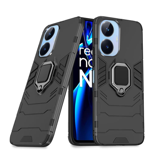 For Realme Narzo N55 Back Cover Case Hybrid Armor |Ring Holder Kickstand