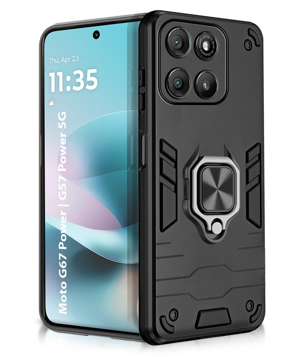 For Motorola G37 Back Cover Case Hybrid Armor |Ring Holder Kickstand
