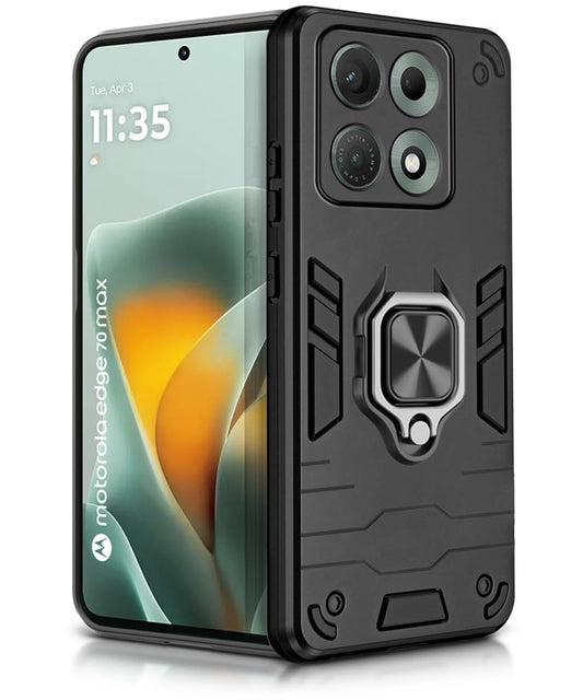 For Motorola Edge 70 Max Back Cover Case Hybrid Armor |Ring Holder Kickstand