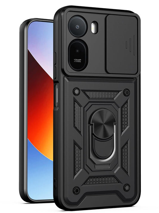 For Poco C81 Back Cover Case Hybrid Armor |Ring Holder Kickstand
