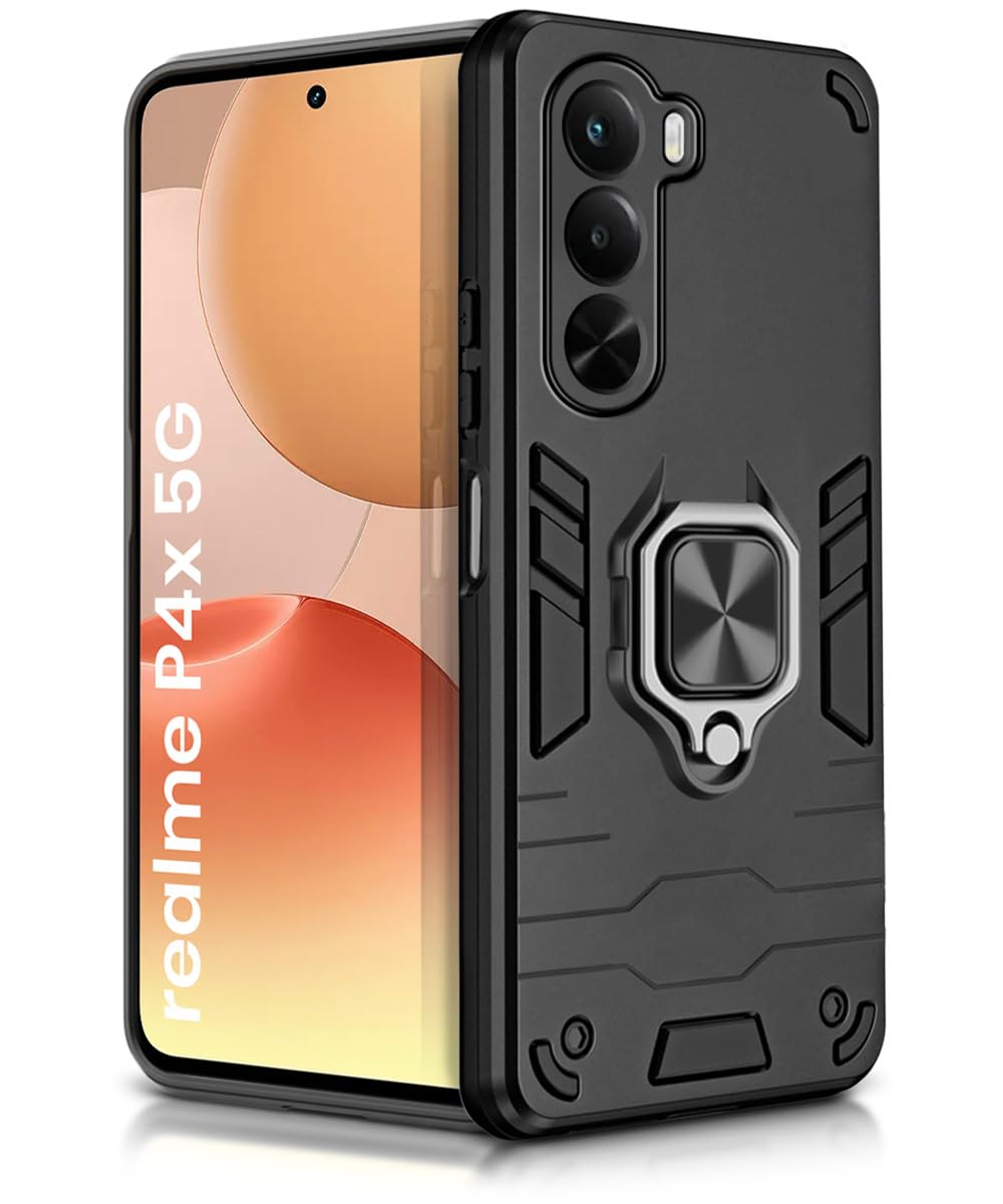 For Realme P4x Back Cover Case Hybrid Armor |Ring Holder Kickstand