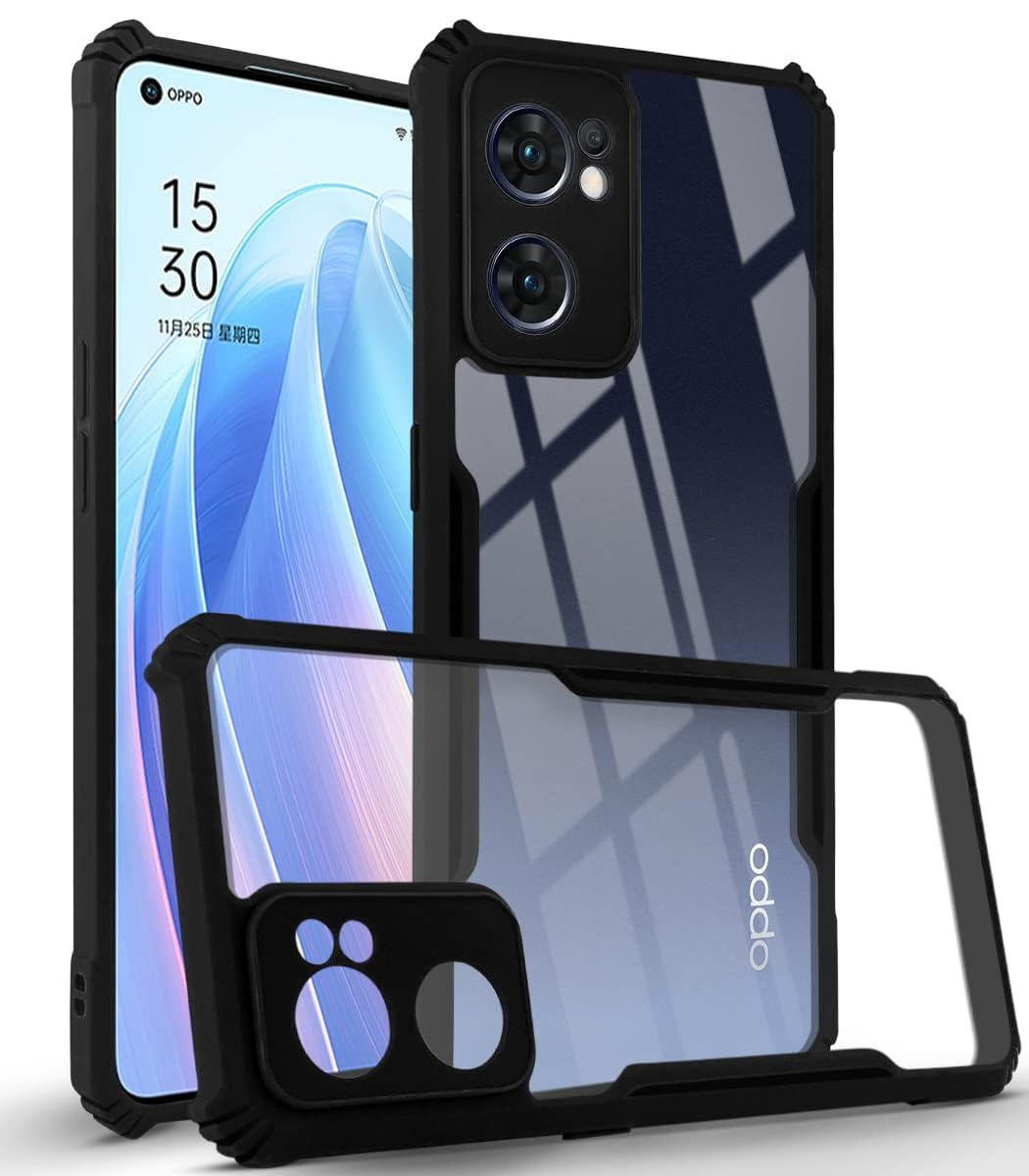 Oppo Reno 7 5G Back Cover (Black Bumper)
