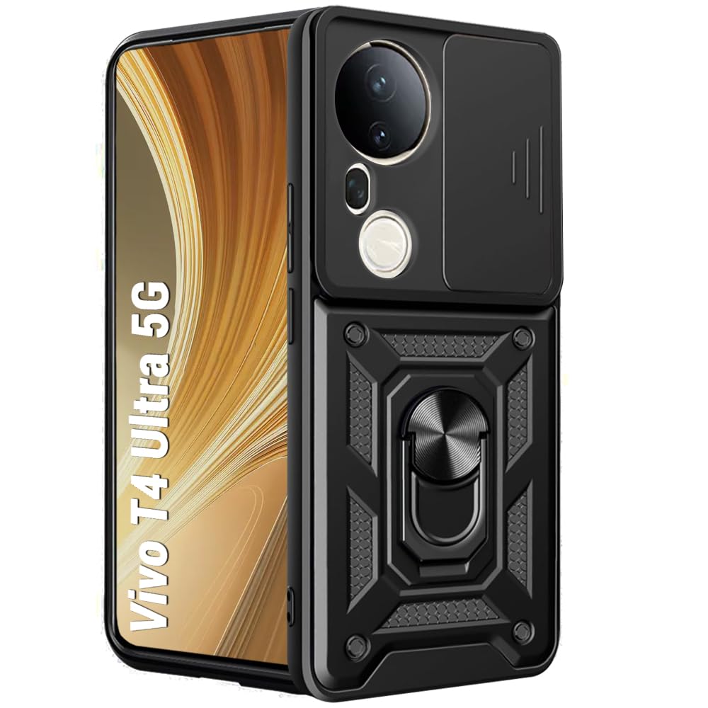 For Vivo T4 Ultra Back Cover Case Hybrid Armor |Ring Holder Kickstand