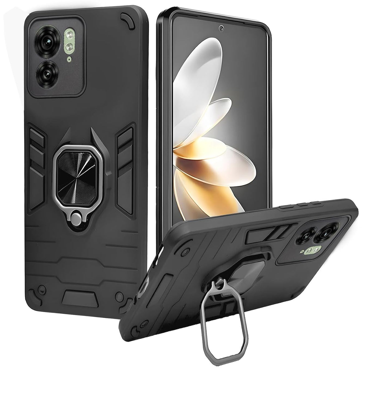 For Motorola Edge 40 5G Back Cover Case Hybrid Armor |Ring Holder Kickstand