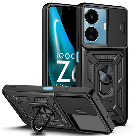 For iQOO Z11 Lite Back Cover Case Hybrid Armor |Ring Holder Kickstand