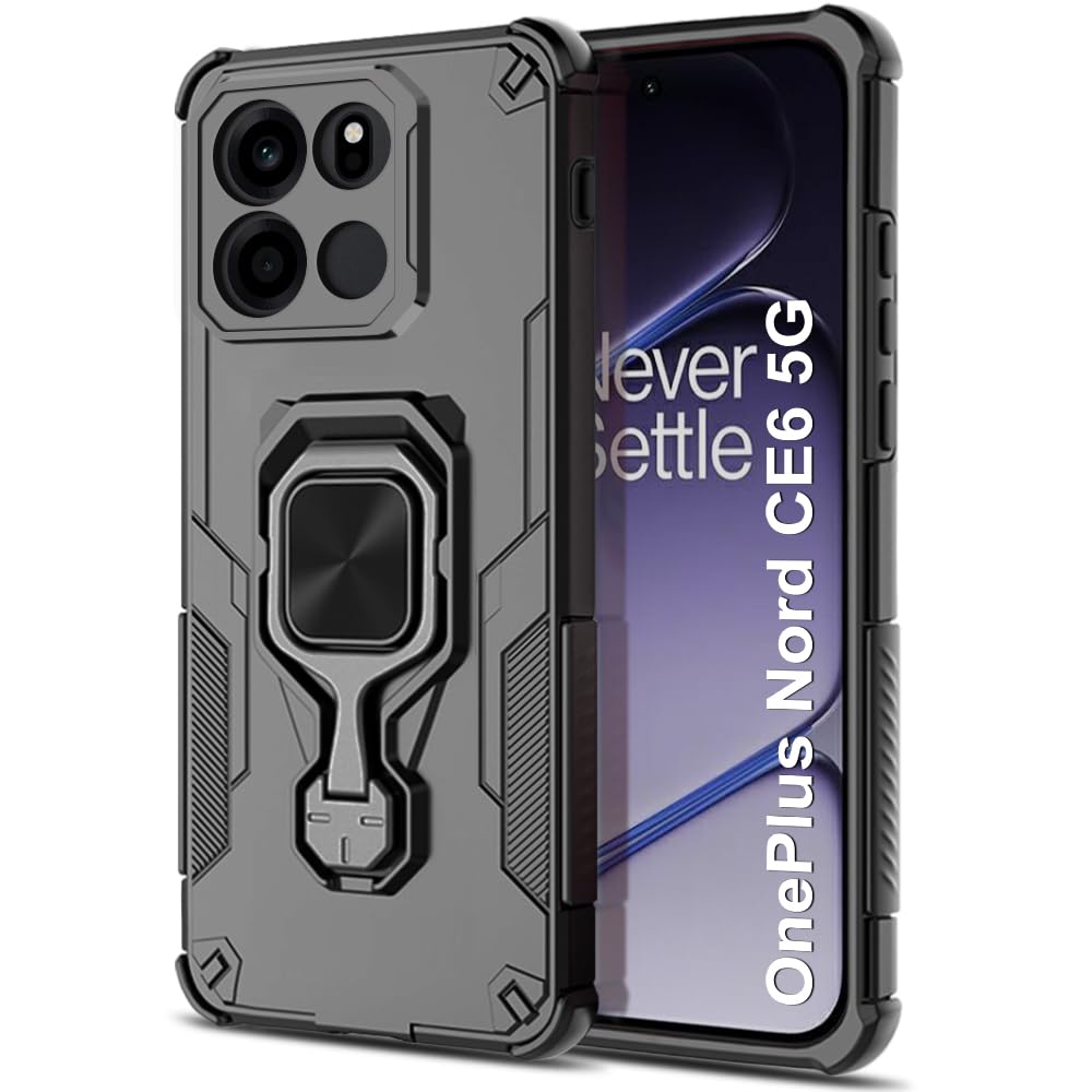 For OnePlus Nord CE 6 5G Back Cover Case Hybrid Armor |Ring Holder Kickstand)