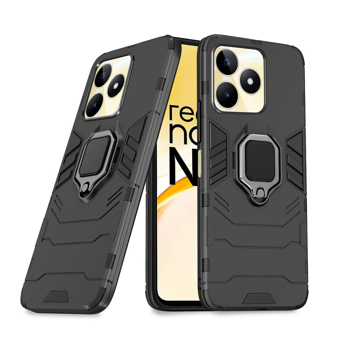 For Realme Narzo N53 Back Cover Case Hybrid Armor |Ring Holder Kickstand
