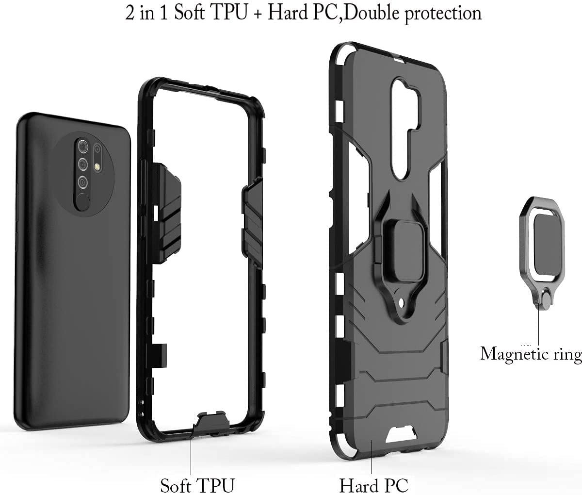 Hybrid Rugged Armor Kickstand Case for Redmi 9