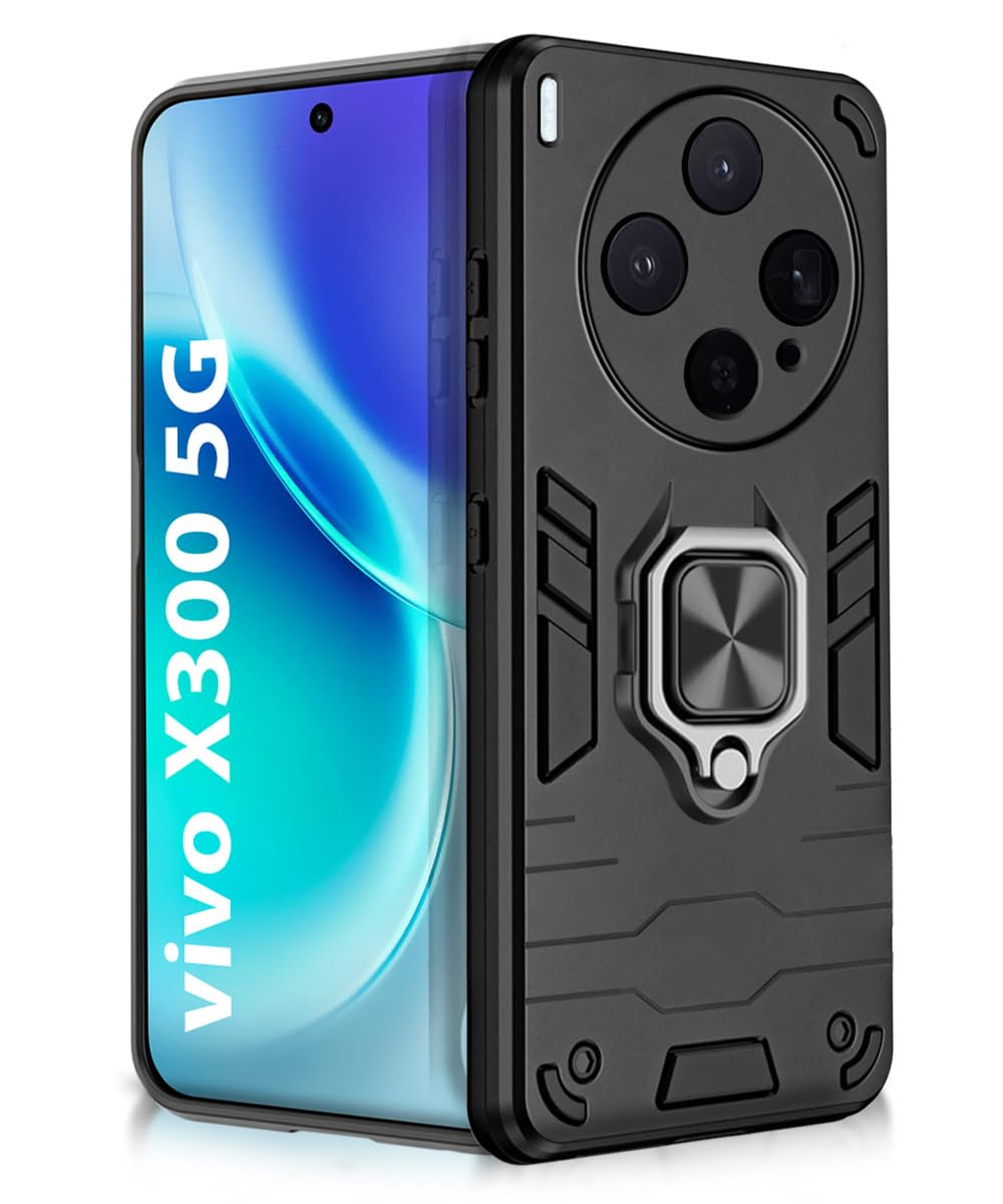 For Vivo X300 Back Cover Case Hybrid Armor |Ring Holder Kickstand