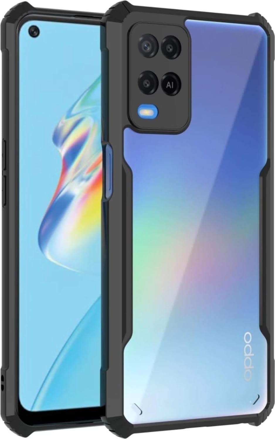 Oppo A54 Back Cover (Black Bumper)
