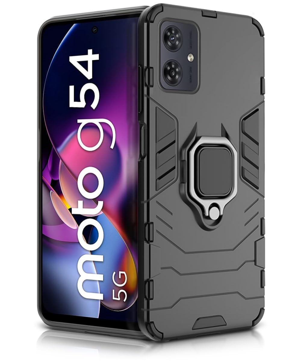 For Motorola G64 5G Back Cover Case Hybrid Armor |Ring Holder Kickstand