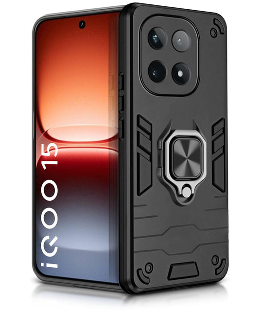 For iQOO 15 Back Cover Case Hybrid Armor |Ring Holder Kickstand