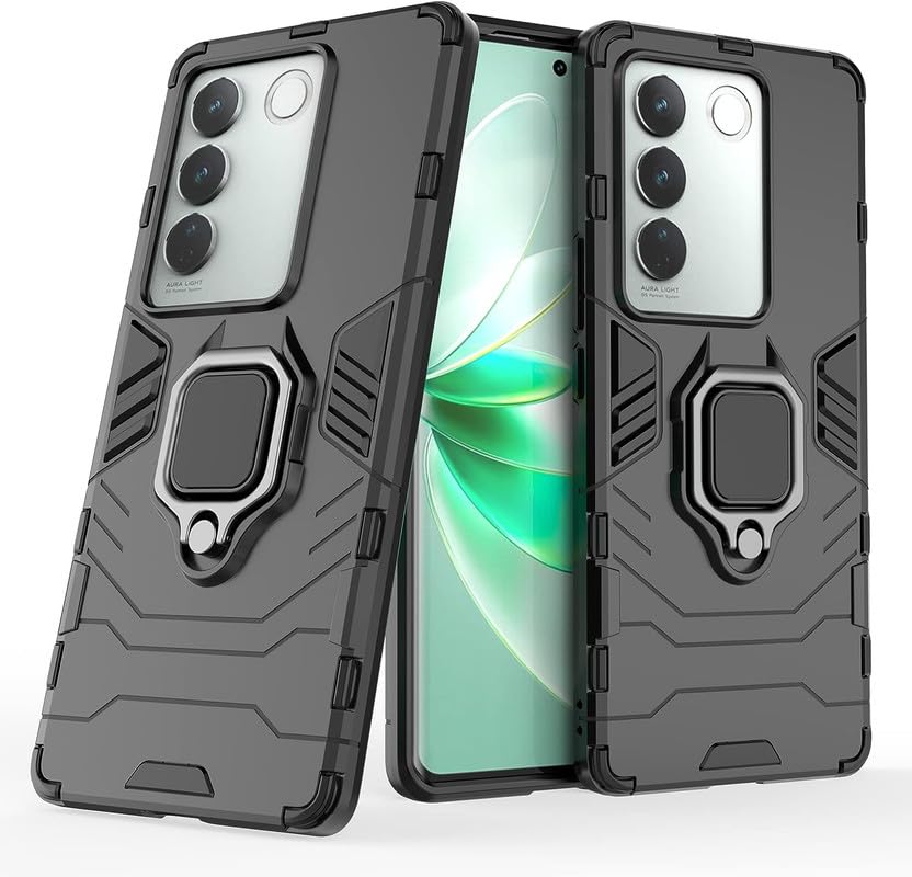 For Vivo V27 Pro Back Cover Case Hybrid Armor |Ring Holder Kickstand