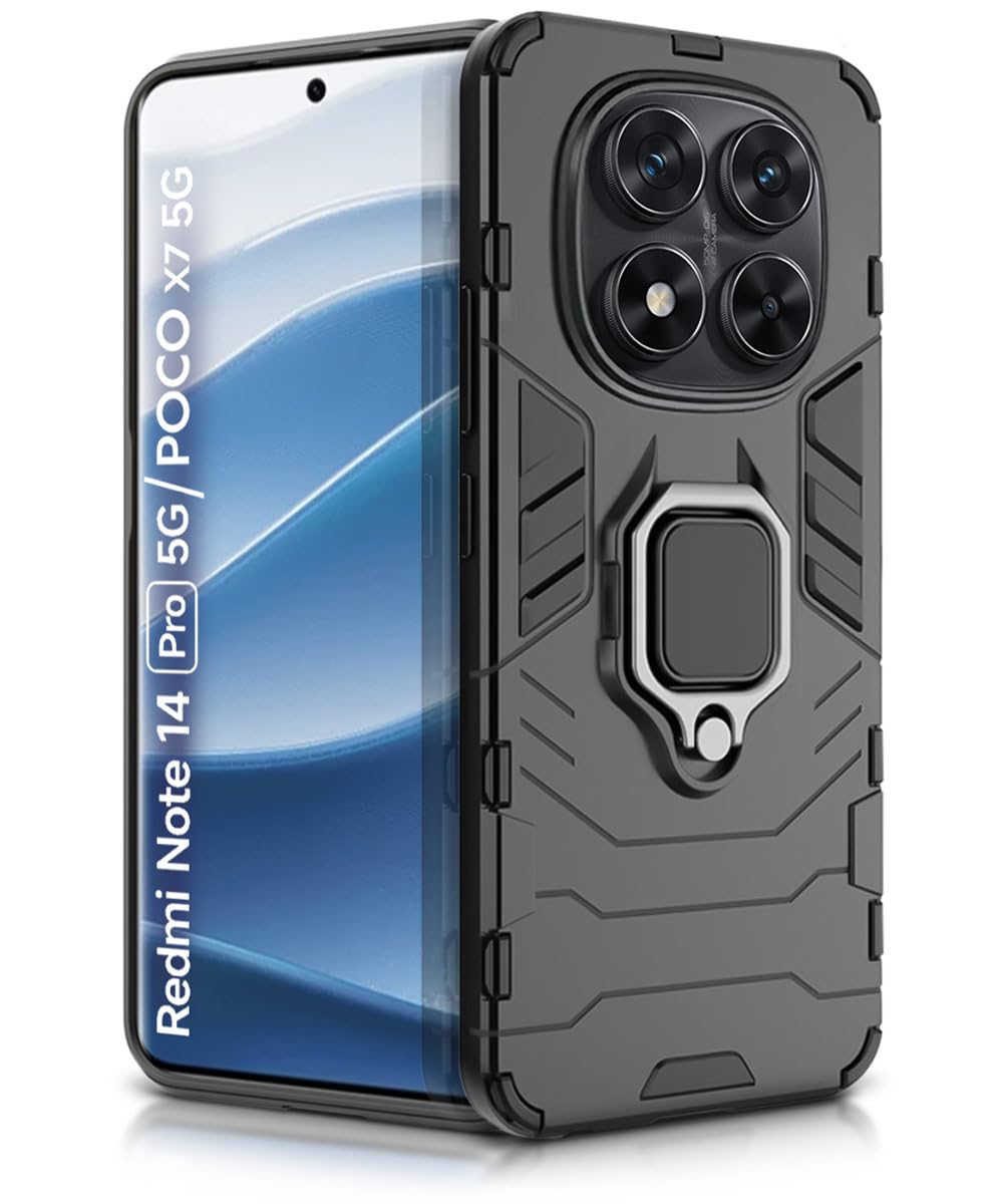 For Poco X7 Back Cover Case Hybrid Armor |Ring Holder Kickstand