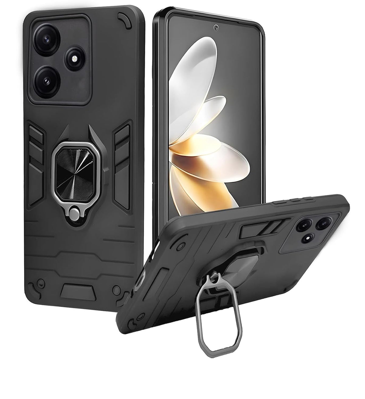 For Poco M6 Pro 5G Back Cover Case Hybrid Armor |Ring Holder Kickstand
