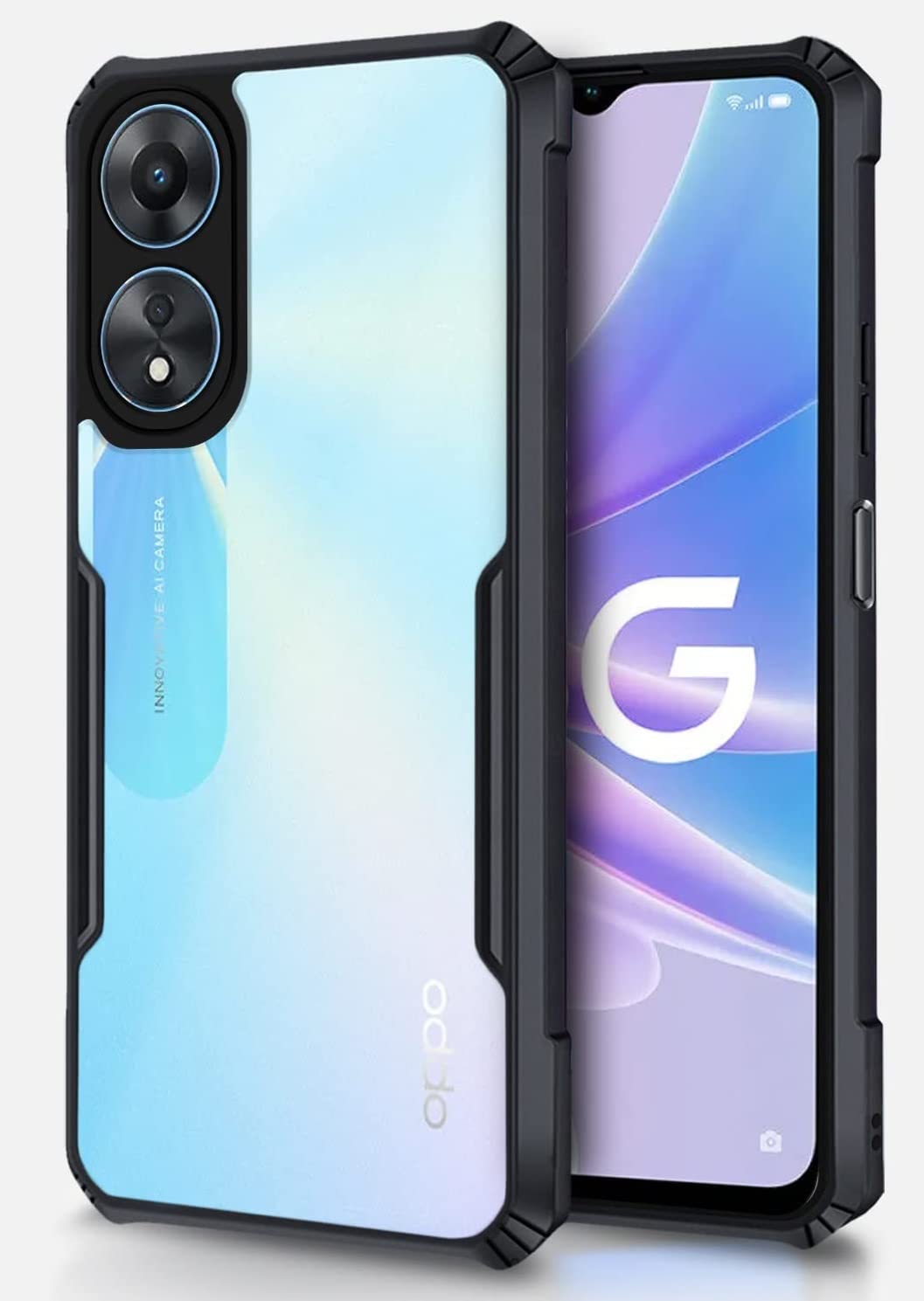 Oppo A58 5G Back Cover (Black Bumper)