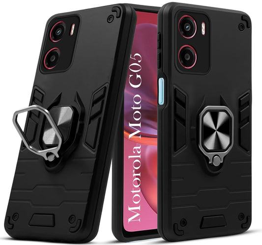 For Motorola G05 Back Cover Case Hybrid Armor |Ring Holder Kickstand