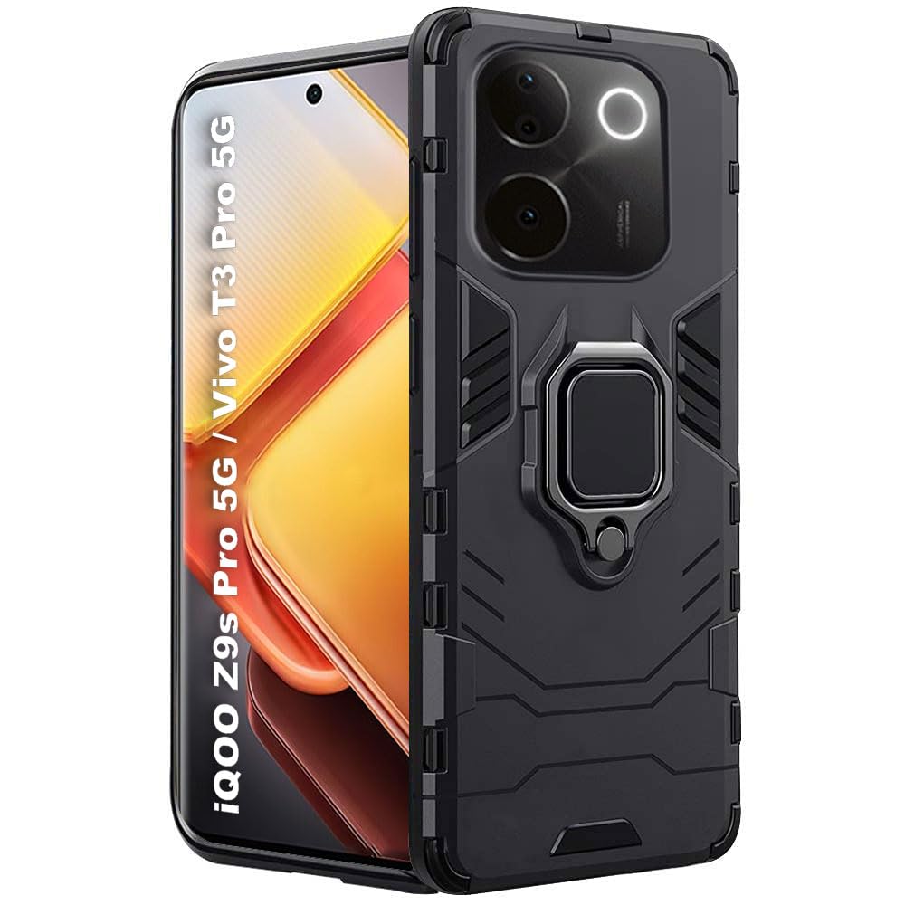 For Vivo T3 Pro Back Cover Case Hybrid Armor |Ring Holder Kickstand
