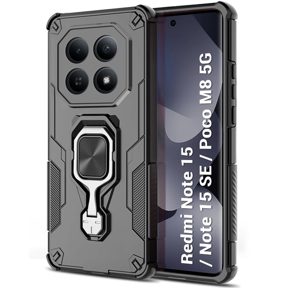 For Poco M8 5G Back Cover Case Hybrid Armor |Ring Holder Kickstand