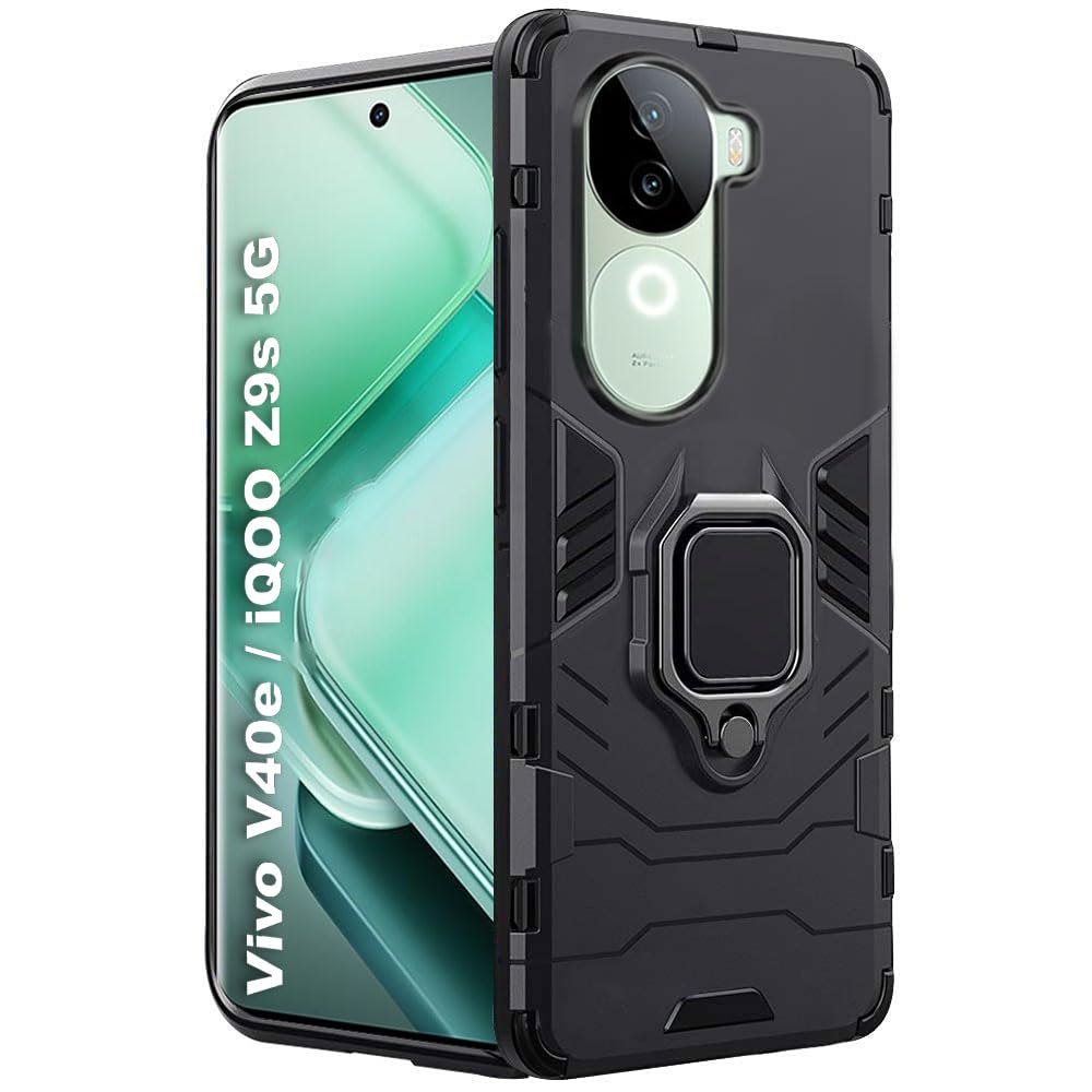 For Vivo V40e Back Cover Case Hybrid Armor |Ring Holder Kickstand