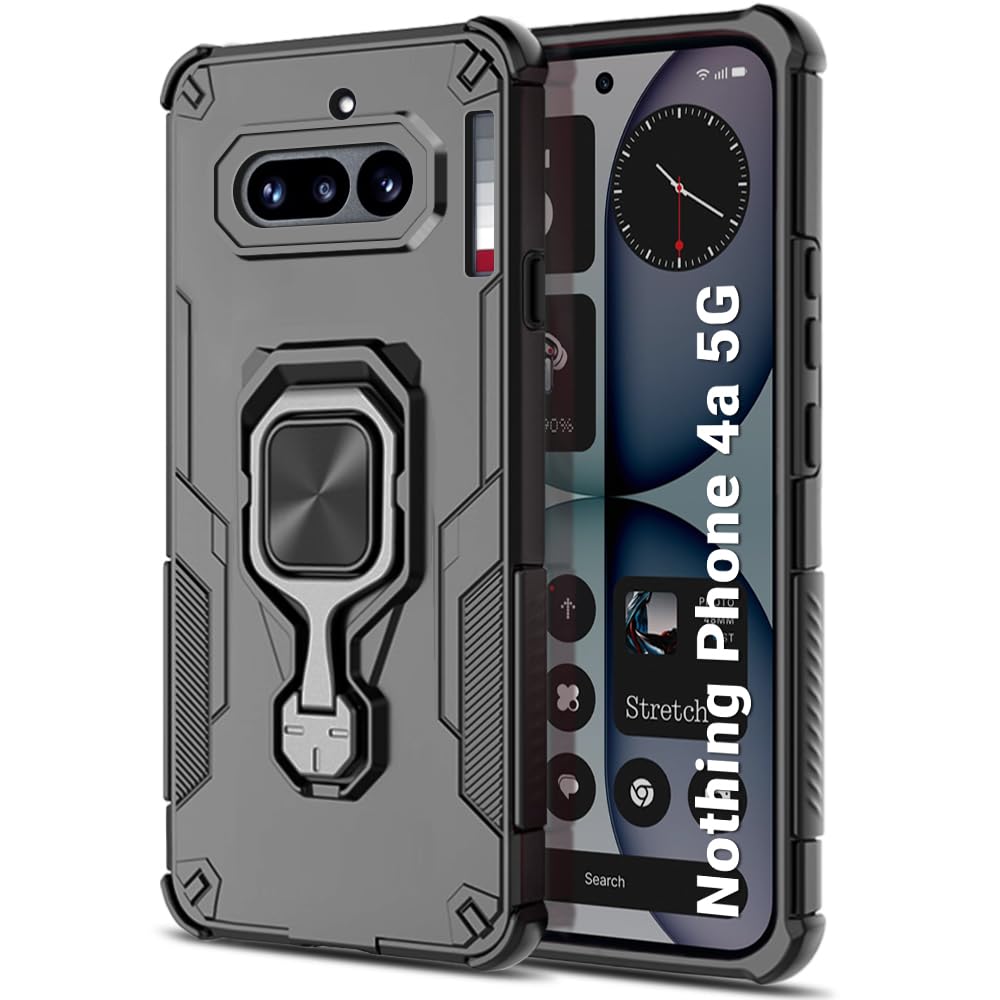 For Nothing Phone 4A Back Cover Case Hybrid Armor |Ring Holder Kickstand
