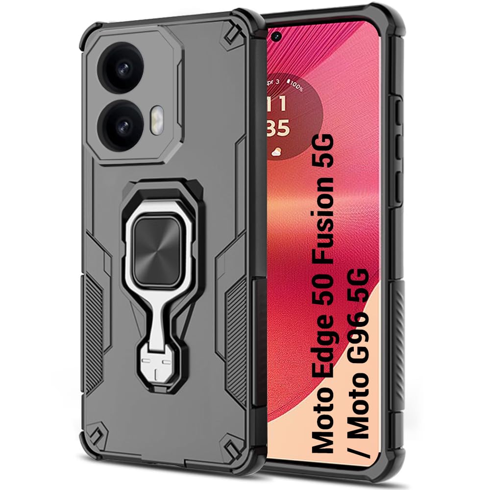For Motorola G96 Back Cover Case Hybrid Armor |Ring Holder Kickstand