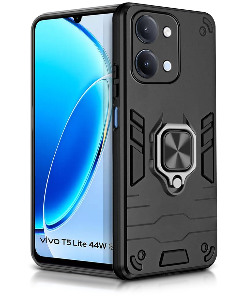 For Vivo T5 Lite Back Cover Case Hybrid Armor |Ring Holder Kickstand