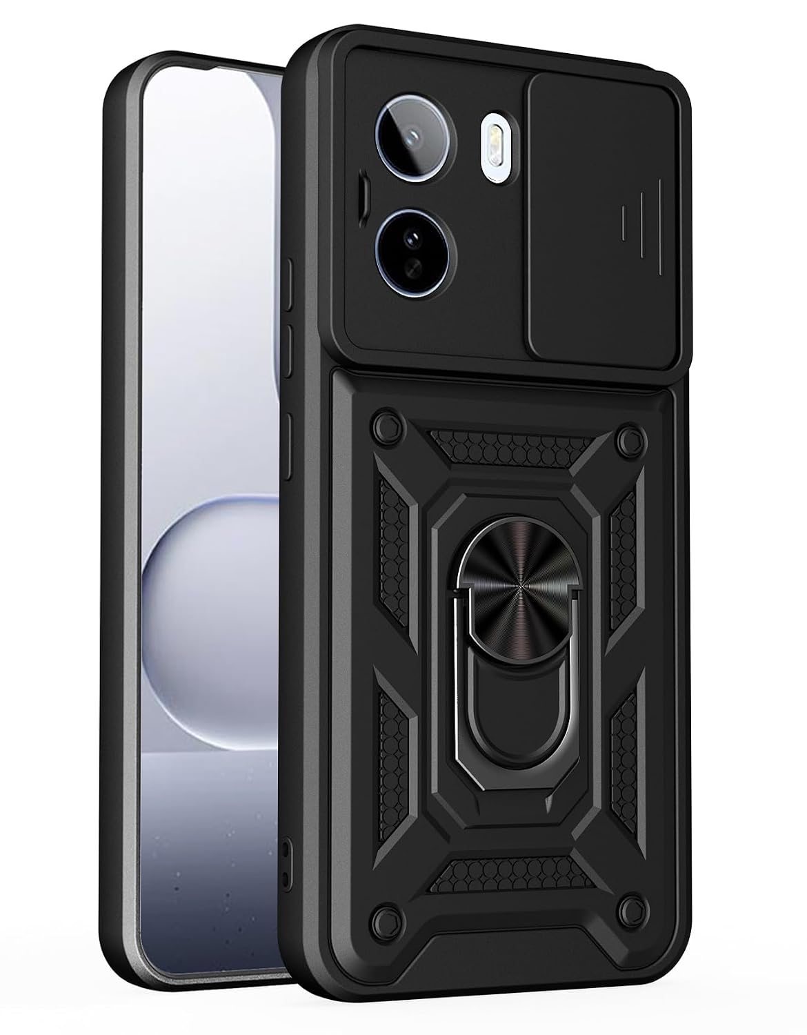 For Vivo Y500 Back Cover Case Hybrid Armor |Ring Holder Kickstand