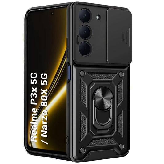 For Realme Narzo 80 Lite 4G Back Cover Case Hybrid Armor |Ring Holder Kickstand