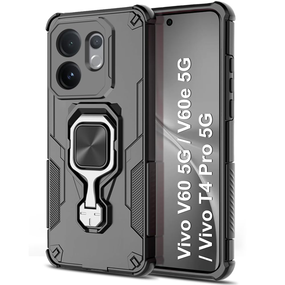 For Vivo V60e Back Cover Case Hybrid Armor |Ring Holder Kickstand