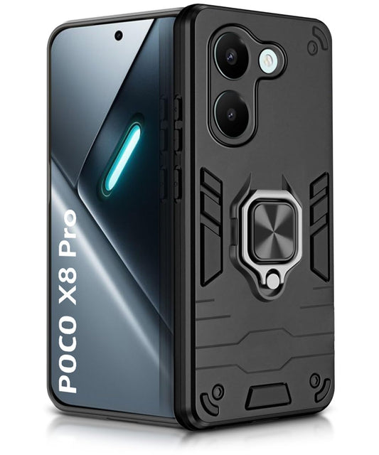 For Poco X8 Power  Back Cover Case Hybrid Armor |Ring Holder Kickstand