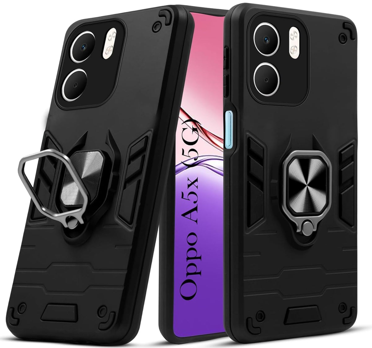 For Oppo A5x Back Cover Case Hybrid Armor |Ring Holder Kickstand