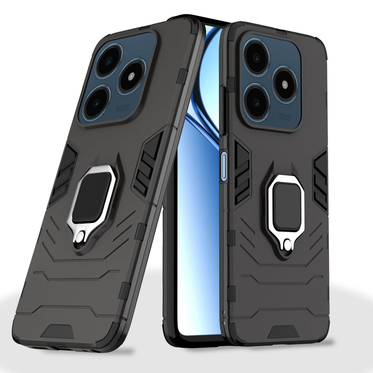 For Realme C63 4G Back Cover Case Hybrid Armor |Ring Holder Kickstand