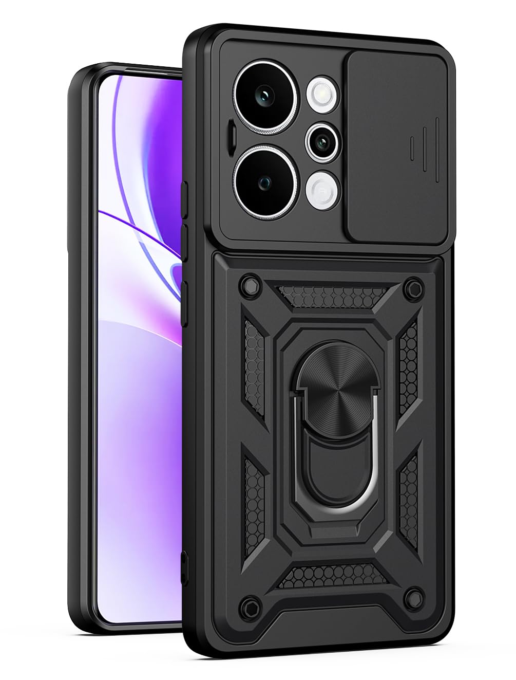 For Realme P4 Power Back Cover Case Hybrid Armor |Ring Holder Kickstand