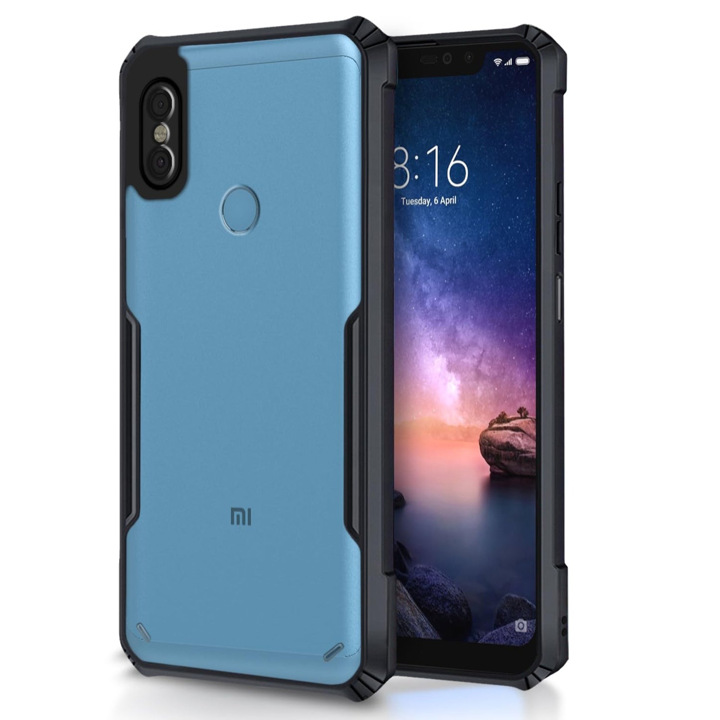 Redmi Note 6 Pro Back Cover (Black Bumper)