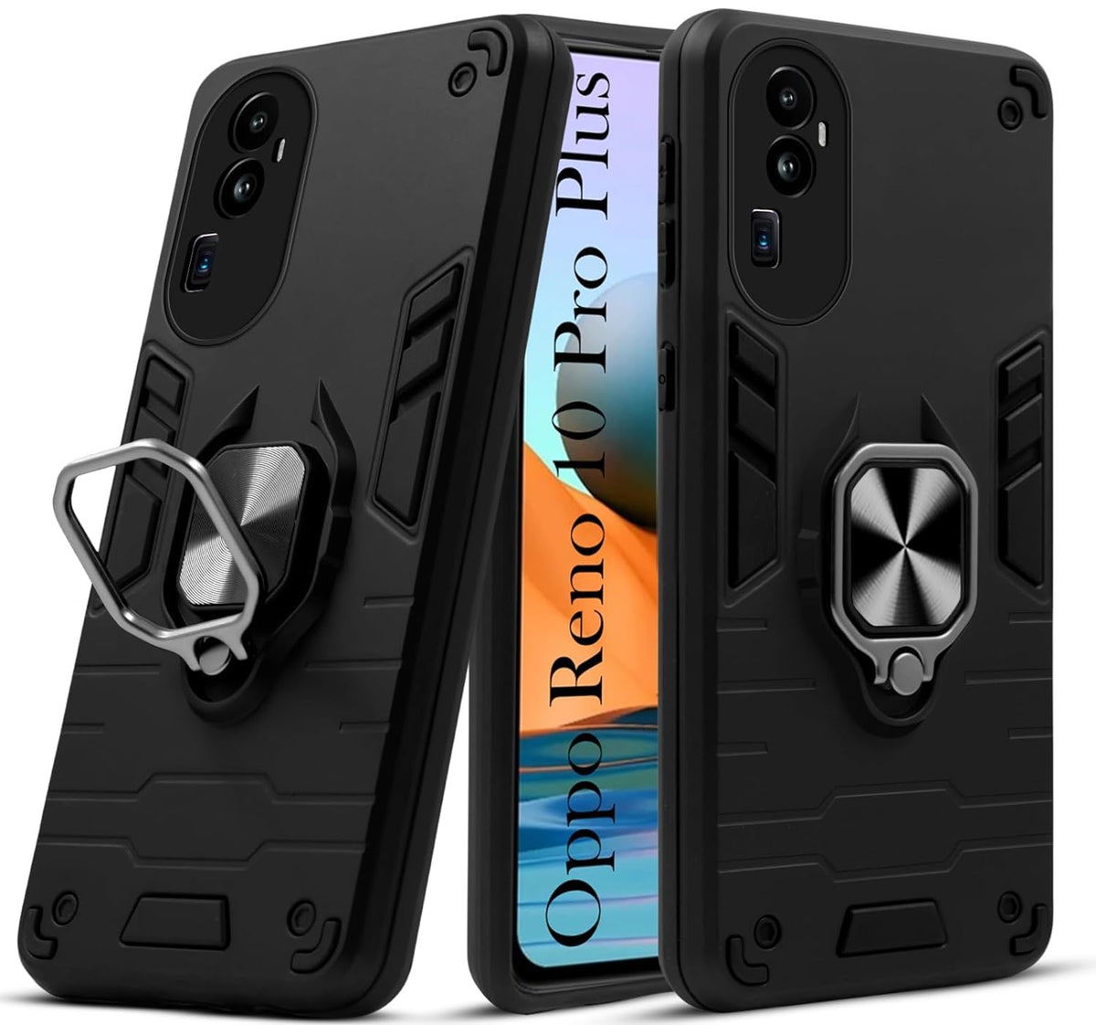 For Oppo Reno 10 Pro Plus Back Cover Case Hybrid Armor |Ring Holder Kickstand