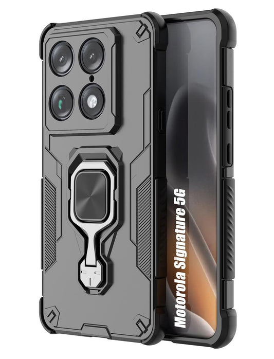 For Motorola Signature Back Cover Case Hybrid Armor |Ring Holder Kickstand