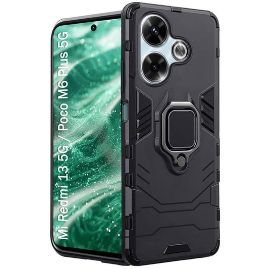 For Poco M6 Plus 5G  Back Cover Case Hybrid Armor |Ring Holder Kickstand