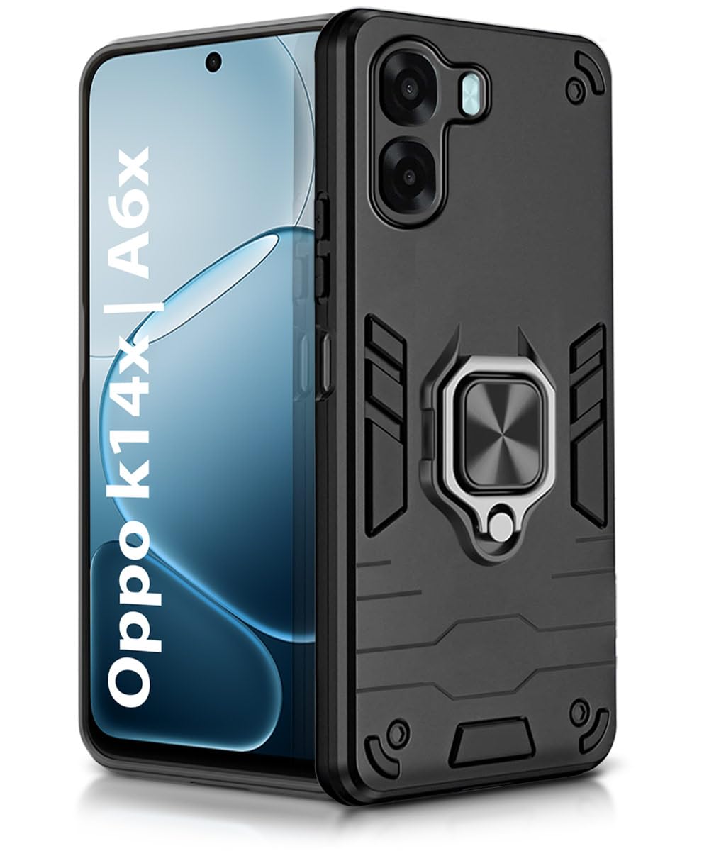 For Oppo A6X Back Cover Case Hybrid Armor |Ring Holder Kickstand